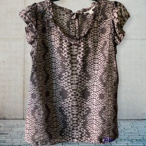Banana Republic Silk Snakeskin Ruffled Sleeveless Top